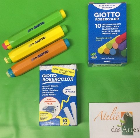 Kit 3 Gizeiras Giotto + caixa de giz branco e caixa de giz colorido