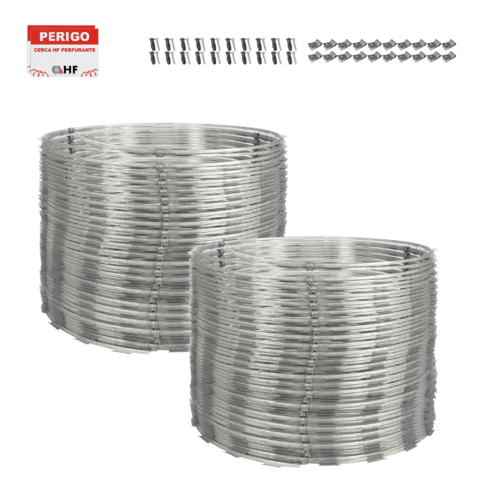 Concertina dupla galvanizada 30cm para 20 metros com kit