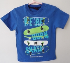 REMERA DE CHICOS 100% ALGODON PEINADO ESTAMAPADA TALLE 10 BORN SKATE (I6011-T10-AZUL)