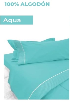 JGO. SABANA 2 1/2 CON GUARDA EMBOZO 180 HILOS 100% ALGODON para colchon de 140x190+25cm (A8742-3AQUA) - comprar online