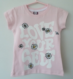 REMERA DE CHICOS 100% ALGODON PEINADO ESTAMAPADA LOVE YOUR SELF (I6009-T6-ROSA)