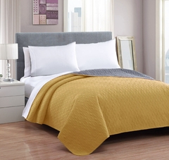 Cubrecama 1 1/2 bitono Matelasse reversible Farnca Valiery Color:Mostaza/beige (A2503-1SMOSTAZA)