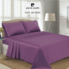 JGO.SABANA 2 1/2 SATEN 400 HILO PIERRE CARDIN LINEA ALGODON 100% para colchon 140x190+35 (A9005-3UVA)