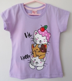 REMERA DE CHICOS 100% ALGODON PEINADO ESTAMAPADA HI HELLO (I6010-T12-LILA)