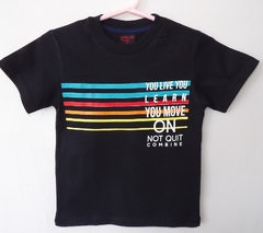 REMERA DE CHICOS 100% ALGODON DOBLE PEINADO ESTAMAPA DOBLE TALLE 8 LEARN YOU MOVE (I6004-T8-NEGRO)