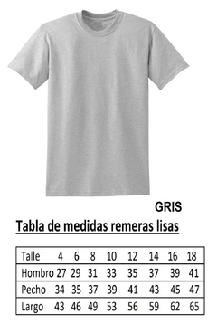 REMERA ESCOLAR 100% ALGODON PEINADO !! TALLE 8 (I5000-T8-GRIS)