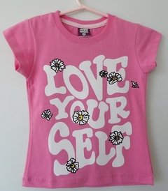 REMERA DE CHICOS 100% ALGODON PEINADO ESTAMAPADA LOVE YOUR SELF (I6009-T12-FUCSI)