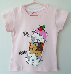 REMERA DE CHICOS 100% ALGODON PEINADO ESTAMAPADA HI HELLO (I6010-T8-ROSA)