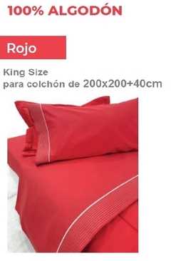 JGO.SABANA KING SIZE (HASTA 40CM ALTO) 180 HILOS 100% ALGODON COLCHON 200X200+40CM (A8742-KSH40ROJO)