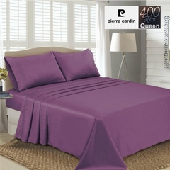 JGO.SABANA QUEEN SATEN 400 HILO PIERRE CARDIN LINEA ALGODON 100% para colchon 160x200+40 CM (A9005-4UVA)