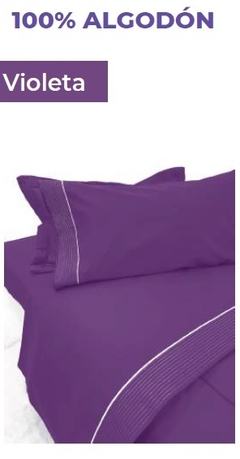 JGO. SABANA 2 1/2 CON GUARDA EMBOZO 180 HILOS 100% ALGODON para colchon de 140x190+25cm (A8742-3VIOLETA)