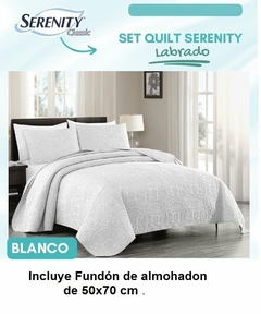 CUBRECAMA KING SIZE LINEA SERENITY QUILT CON 2 FUNDONES DE ALMOHADON DE 50X70CM (MEDIDA:270X240CM) (A9020-5BLANCO)