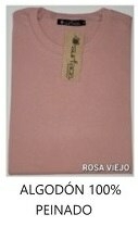 REMERA CUELLO REDONDO 100% ALGODON JERSEY 24/1 COLOR LISO (I8000-S-ROSAVI)