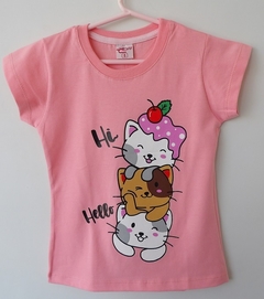 REMERA DE CHICOS 100% ALGODON PEINADO ESTAMAPADA HI HELLO (I6010-T12-SALMO)