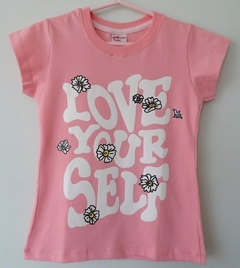 REMERA DE CHICOS 100% ALGODON PEINADO ESTAMAPADA LOVE YOUR SELF (I6009-T8-SALMON)