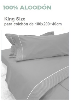 JGO.SABANA KING SIZE (HASTA 40CM ALTO) 180 HILOS 100% ALGODON COLCHON 200X200+40CM (A8742-KSH40GRIS)