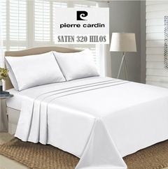 JGO.SABANA KING SIZE EN SATEN 320 HILO PIERRE CARDIN ALGODON 100% p/colchon 200x200+35 cm (A9006-5BLANCO)