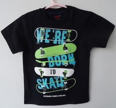 REMERA DE CHICOS 100% ALGODON PEINADO ESTAMAPADA TALLE 6 BORN SKATE (I6011-T6-NEGRO)