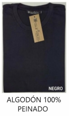 REMERA CUELLO REDONDO 100% ALGODON JERSEY 24/1 COLOR LISO (I8000-M-NEGRO)