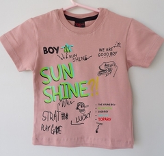 REMERA DE CHICOS 100% ALGODON PEINADO ESTAMAPADA TALLE 10 SUN SHINE (I6006-T10-ROSA)