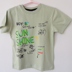 REMERA DE CHICOS 100% ALGODON PEINADO ESTAMAPADA TALLE 8 SUN SHINE (I6006-T8-VERDE)