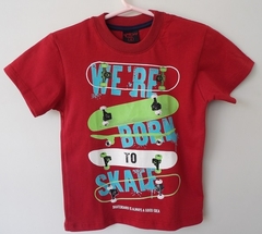 REMERA DE CHICOS 100% ALGODON PEINADO ESTAMAPADA TALLE 12 BORN SKATE (I6011-T12-ROJO)