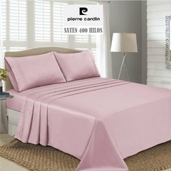 JGO.SABANA 2 1/2 SATEN 400 HILO PIERRE CARDIN LINEA ALGODON 100% para colchon 140x190+35 (A9005-3ROSA)