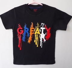 REMERA DE CHICOS 100% ALGODON DOBLE PEINADO ESTAMAPA DOBLE TALLE 8 GREATY (I6005-T8-NEGRO)