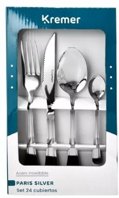 SET CUBIERTOS 24 PIEZAS ACERO INOXIDABLE LINEA PARIS SILVER KR1014 (A2369) - comprar online