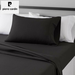 JGO.SABANA 1 1/2 Lisa Pierre Cardin 144 Hilos Algodón linea 50/50 para Colchon 90x190+25 cm (A9002-1NEGRO)