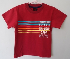 REMERA DE CHICOS 100% ALGODON DOBLE PEINADO ESTAMAPA DOBLE TALLE 6 LEARN YOU MOVE (I6004-T6-ROJO)