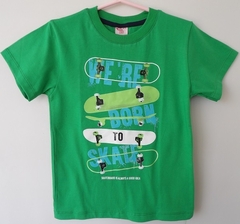 REMERA DE CHICOS 100% ALGODON PEINADO ESTAMAPADA TALLE 8 BORN SKATE (I6011-T8-VERDE)