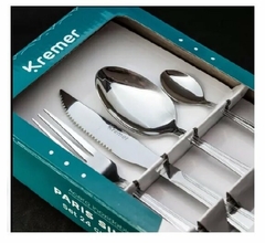 SET CUBIERTOS 24 PIEZAS ACERO INOXIDABLE LINEA PARIS SILVER KR1014 (A2369)