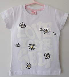 REMERA DE CHICOS 100% ALGODON PEINADO ESTAMAPADA LOVE YOUR SELF (I6009-T10-BLANC)