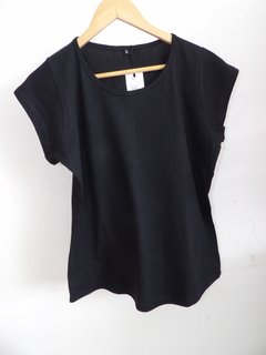 REMERA DAMAS CUELLO REDONDO SEMI-ESCOTADO Y MANGASCON VOLADO ART 1114 (I7002-XL-NEGRO)