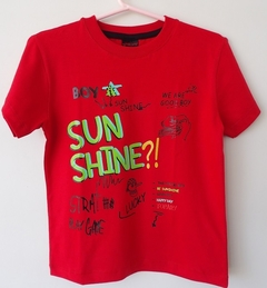 REMERA DE CHICOS 100% ALGODON PEINADO ESTAMAPADA TALLE 12 SUN SHINE (I6006-T12-ROJO)