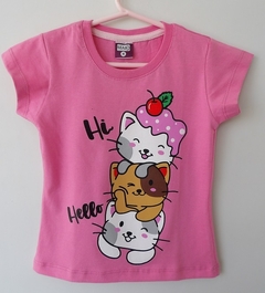 REMERA DE CHICOS 100% ALGODON PEINADO ESTAMAPADA HI HELLO (I6010-T6-FUCSIA)