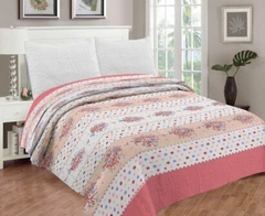 Cubrecama de verano estampado Abril Matelasse Franca Valieri 1 1/2 pzas reversible 160x240cm (A2504-1SOFIA)