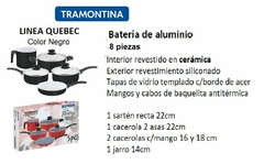 bateria 8 pzas Quebec Interior revestido en cerámica y tapas vidrio templado (art 20799) (A2945)