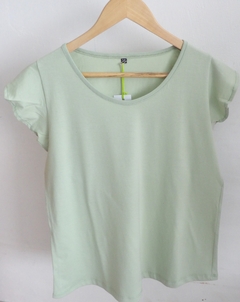 REMERA DAMAS CUELLO REDONDO SEMI-ESCOTADO Y MANGASCON VOLADO ART 1114 (I7002-S-VERDE)