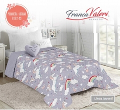 Cubrecama infantil estampado Matelasse Franca Valieri 1 1/2 pzas reversible 160x240 (A2504-1UNICORNI)