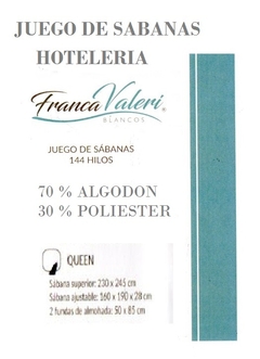 JGO.SABANA QUEEN HOTELERIA 144 HILOS FRANCA VALIERI 70 ALGODON / 30 POL- colchon hasta 160X190+28CM (A4013-4BLANCO)