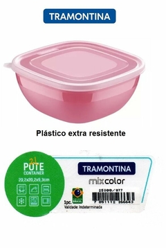 POTE TRAMONTINA EXTRA RIGIO CON TAPA MEDIDAS 20.2XX20.2X9.3CM ART 25099-977 (A9023-ROSA)