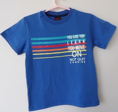 REMERA DE CHICOS 100% ALGODON DOBLE PEINADO ESTAMAPA DOBLE TALLE 12 LEARN YOU MOVE (I6004-T12-AZUL)