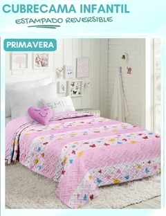 Cubrecama infantil estampado Matelasse Franca Valieri 1 1/2 pzas reversible 160x240 (A2504I-1PRIMAVE)