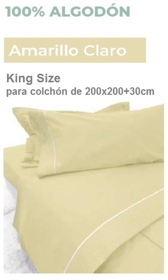 JGO.SABANA KING SIZE (HASTA 30CM ALTO) 180 HILOS 100% ALGODON COLCHON 200X200+30CM (A8742-KSH30AMAR)