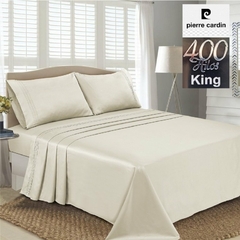 JGO.SABANA KING SIZE SATEN 400 HILO PIERRE CARDIN LINEA ALGODON 100% para colchon 200X200+45 CM (A9005-5NATURAL)