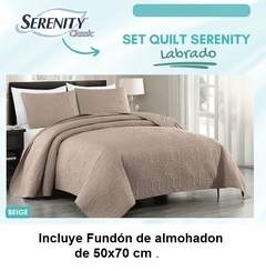 CUBRECAMA KING SIZE LINEA SERENITY QUILT CON 2 FUNDONES DE ALMOHADON DE 50X70CM (MEDIDA:270X240CM) (A9020-5BEIGE)