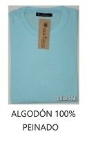 REMERA CUELLO REDONDO 100% ALGODON JERSEY 24/1 COLOR LISO (I8000-XL-CELEST)