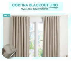 CORT.AMB. BLACKOUT 80% EN TELA LINO FRANCA VALIERI 2 paños de 220x140 cm c/u C/PRESILLA ESCONDIDA (A2067LINOBEIGE)